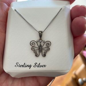 Silver butterfly necklace
